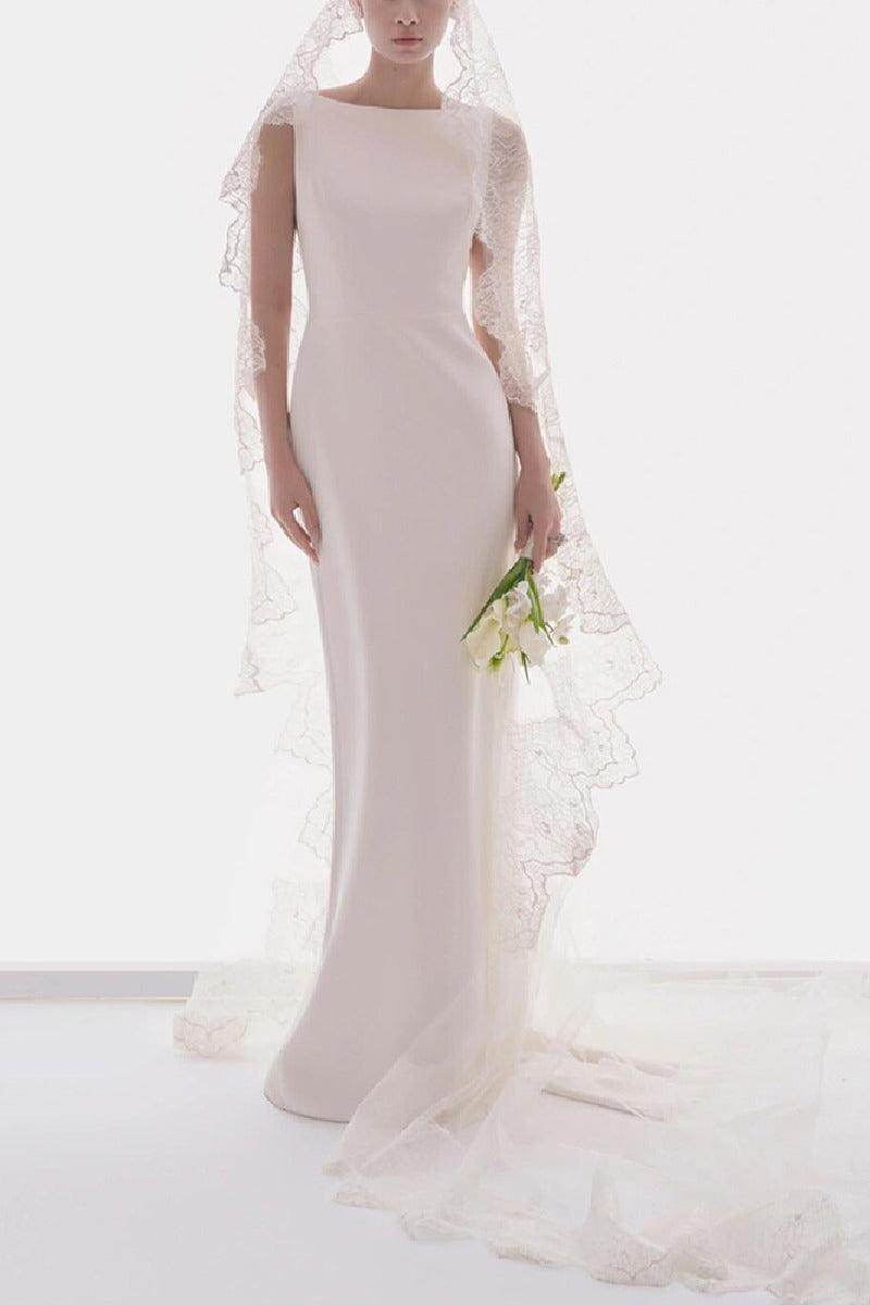 Trumpet-Mermaid Sweep-Brush Train Satin Wedding Dress 807995937729 - COCOMELODY